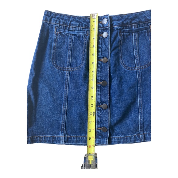 TopShop Moto Blue Button Up Denim Skirt Waist Size 30 - Picture 5 of 5